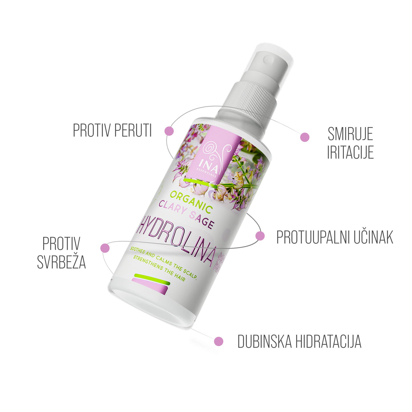Organski hidrolat muškatne kadulje - Hydrolina protiv PERUTI (150ml)