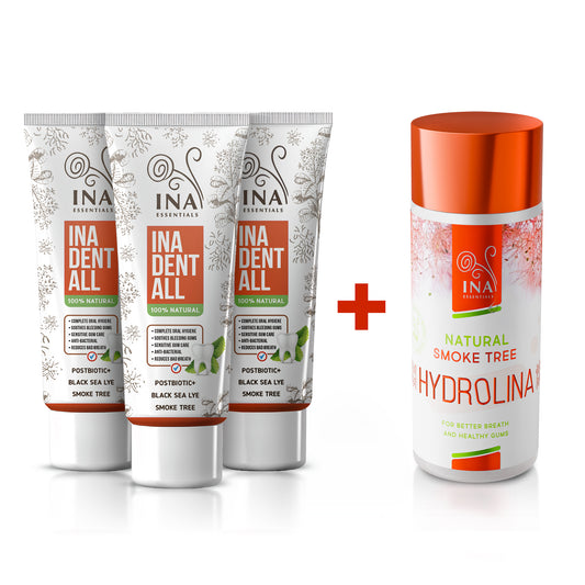Kupite 3 paste za zube Ina Dent-All +1 vodicu rujevine za ispiranje usta