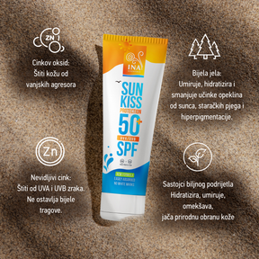 Prirodna Krema za Sunčanje za Lice i Tijelo SPF 50+ s Organskom Bijelom Jelom