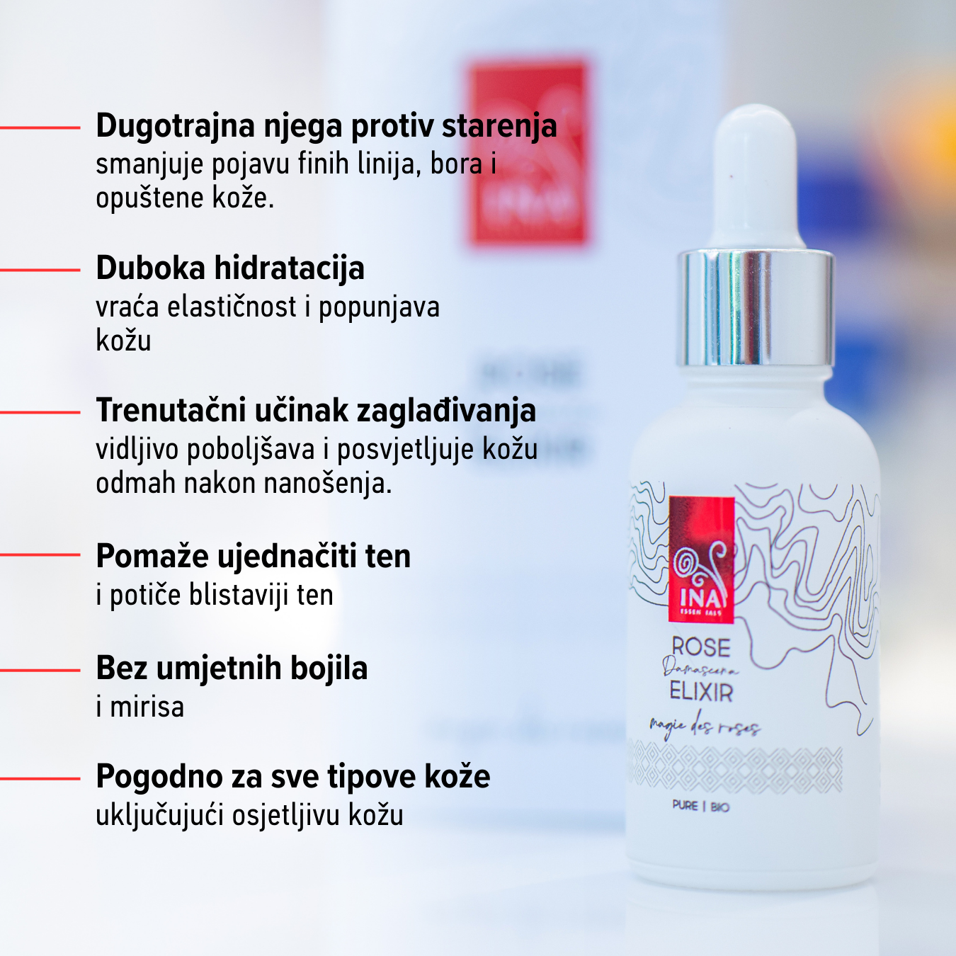 Intenzivni serum za lice protiv starenja s organskim uljem ruže – Rose Elixir