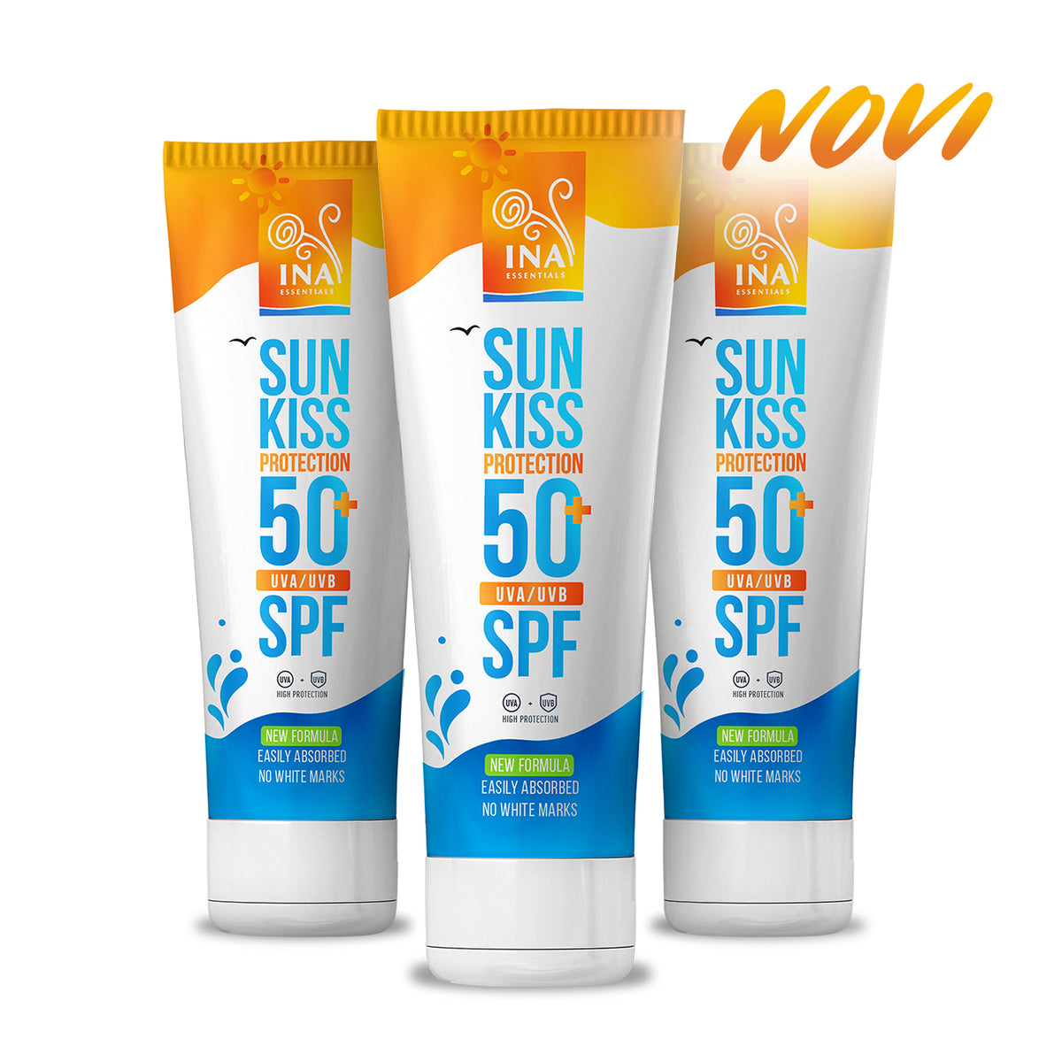 Obiteljski paket za zaštitu od sunca - 2+1 Prirodna krema za sunčanje za lice i tijelo SPF 50+ s organskom bijelom jelom