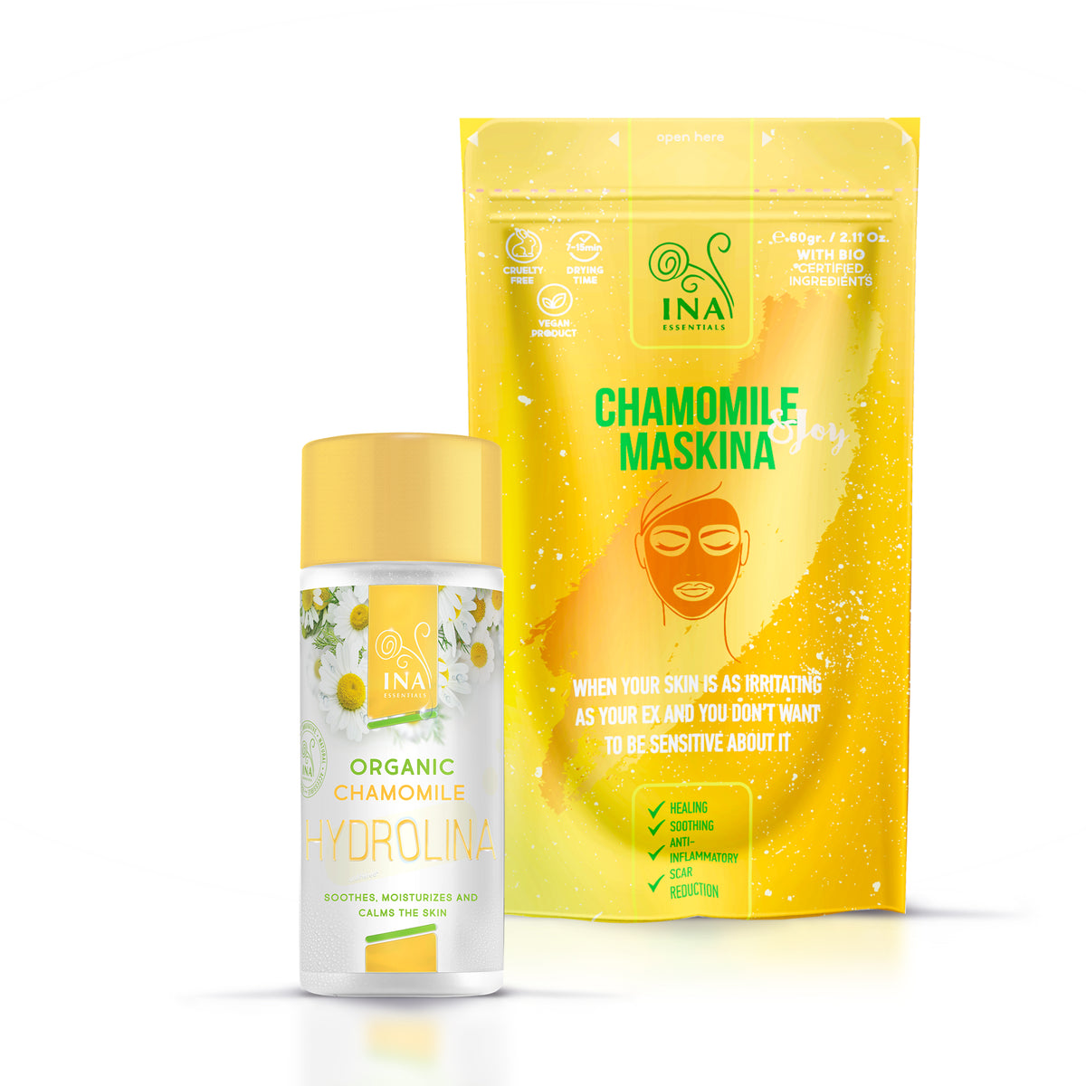 Maskina Kamilica (60g) & Hdirolat kamilice - DIY Combo za OSJETLJIVU i IRITIRANU kožu